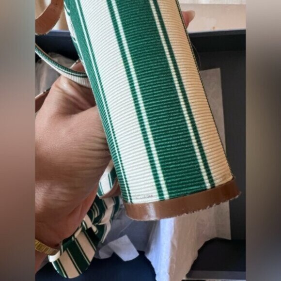 Sezane Editions High Carmela Sandals Green White Stripe Size 11 - Picture 8 of 12